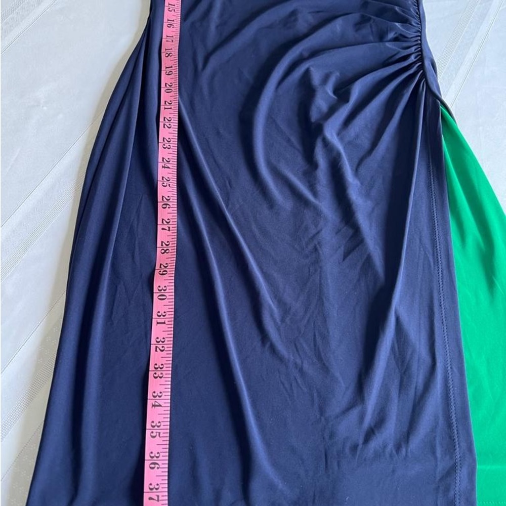 Ralph Lauren Two-Tone Green and Navy Midi Dress - Picture 3 of 9